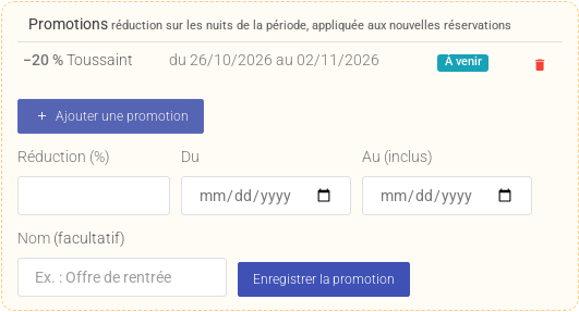 Promotions block of a seasonal unit